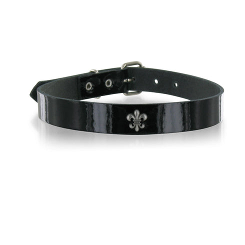 SiaLinda: Halsband echtes Lackleder schwarz mit Königslilie, Geschenkverpackung - SiaLinda.com